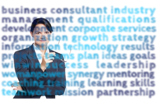 Business consultant with industry keywords